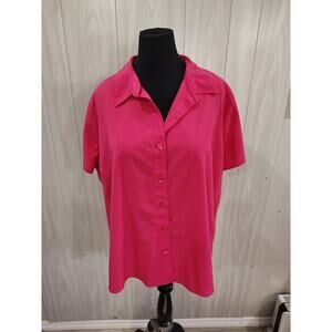 Women's Barbiecore Plus Size 26/28W V-neck Button Up Blouse Casual Fairy